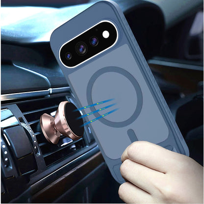 Phone Case for Google Pixel 11 Pro XL Matte Magnetic Metal Kickstand Shockproof Grip Anti Slip Durable Protective Heavy Duty Hybrid Cover Blue
