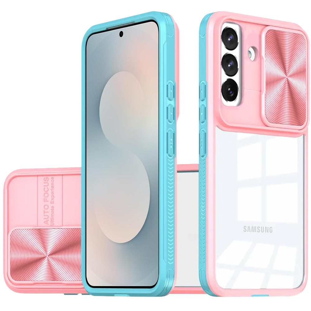 For Samsung Galaxy S25 FE, S25 Fan Edition Hybrid Cases with Sliding Camera Cover Transparent Shockproof Bumper TPU Protective Case Cover