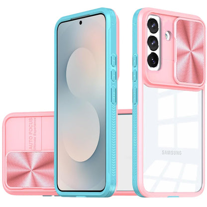 For Samsung Galaxy S25 FE, S25 Fan Edition Hybrid Cases with Sliding Camera Cover Transparent Shockproof Bumper TPU Protective Case Cover