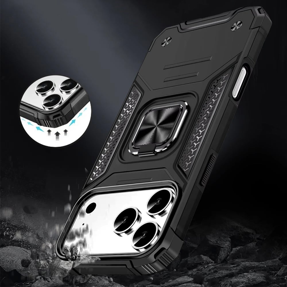 Phone Case for Apple iPhone 18 Pro Magnetic Car Mount Hybrid Ring Stand Shockproof Rugged Grip Armor Heavy Duty Protective TPU Durable Cover