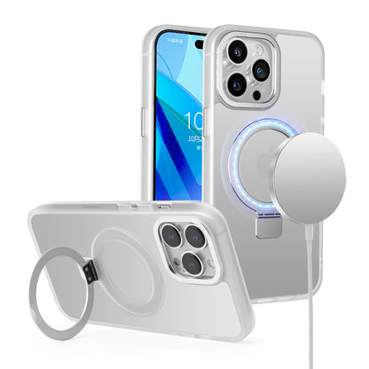 For Apple iPhone 16 Plus (6.7") Magnetic Metal Matte Built-in Compatible with MagSafe Stand Hybrid Shock Armor TPU Case Cover Clear