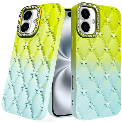Phone Case for Apple iPhone 16 Plus Floral Glitter Shimmer Bling Hybrid Shockproof Anti Slip Thick TPU Protective Stylish Design Cover