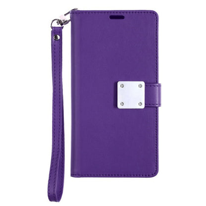 Phone Case for Apple iPhone 15 Wallet Credit Card Holder Leather Grip Shockproof Hybrid Protective Style Durable Flip Pouch Cover Dark Purple