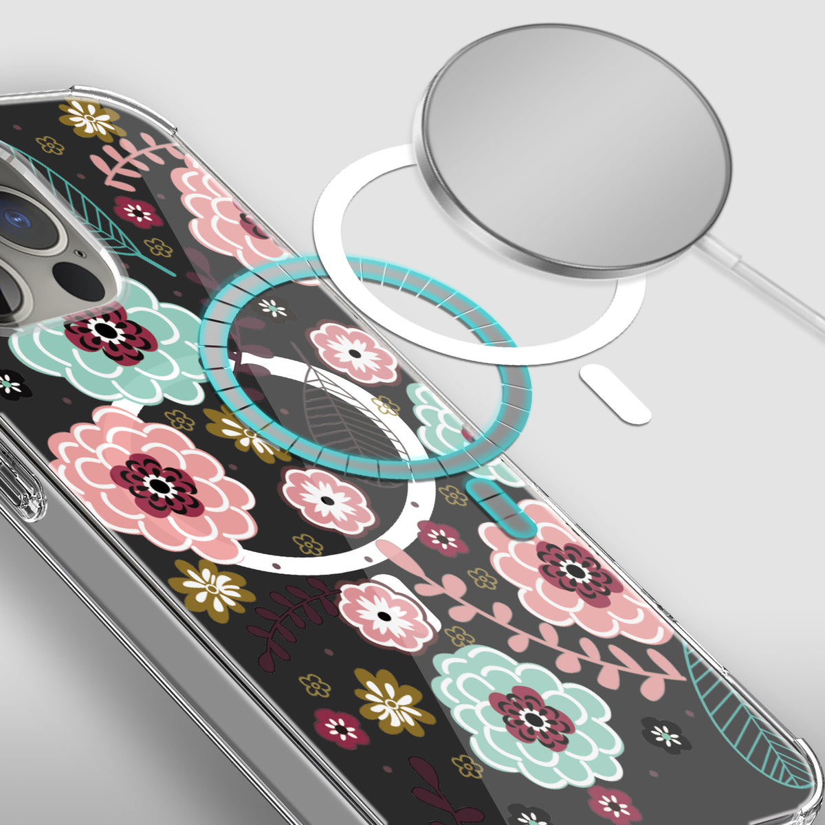 For Apple iPhone 17E /16E Hybrid Flower Design Stylish Fashion Case, MagSafe Compatible, Thick Shockproof Hard PC Case Cover