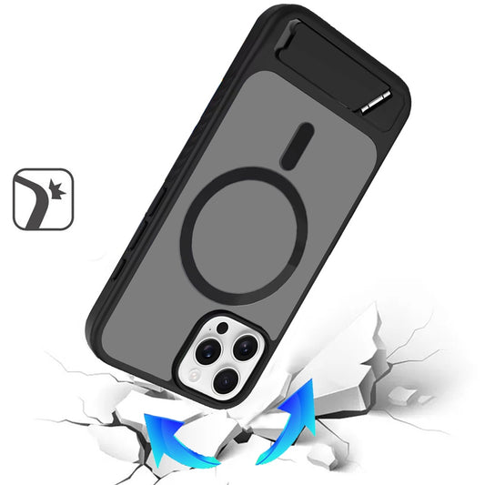 Phone Case for iPhone 12 Pro Max Matte Magnetic Metal Kickstand Shockproof Grip Anti Slip Durable Protective Heavy Duty Hybrid Cover