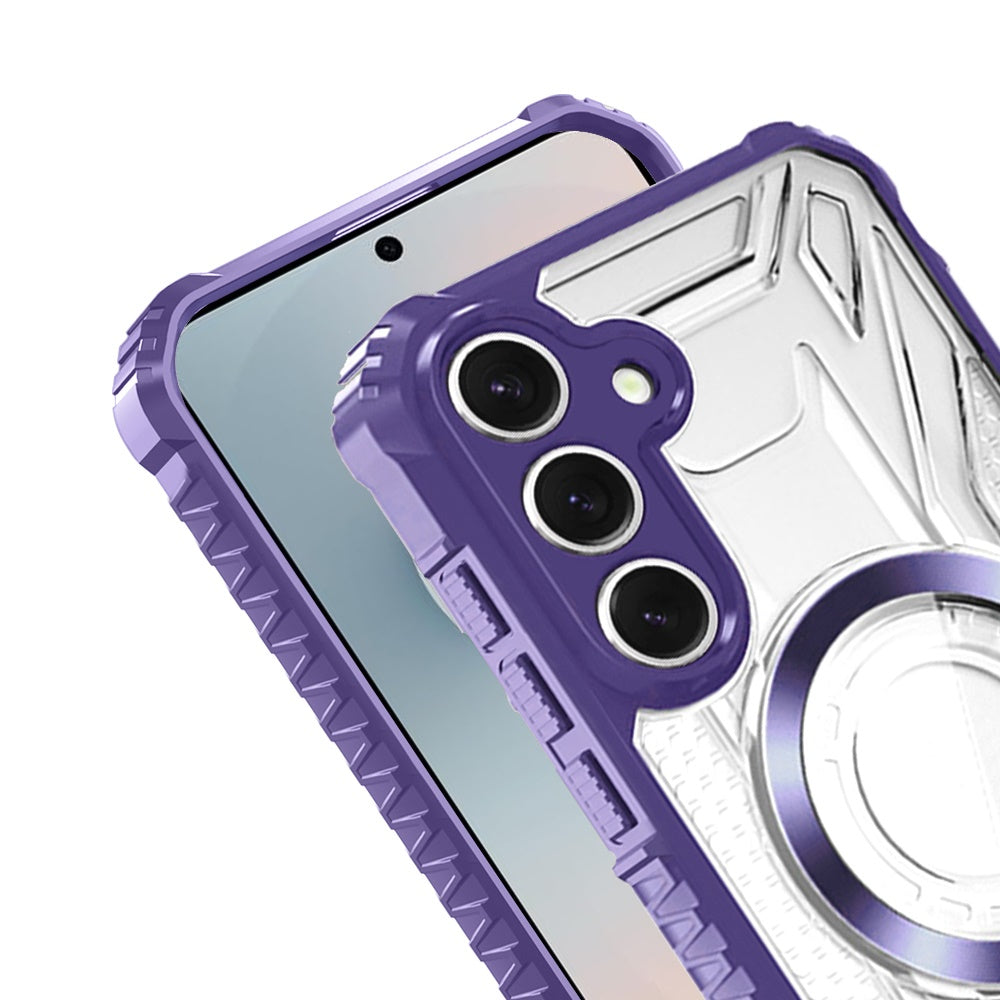 For Samsung Galaxy S25 FE /S25 Fan Edition MagSafe Compatible Pattern Clear Transparent Rugged Hybrid Magnetic TPU Shockproof Armor Case Cover Dark Blue