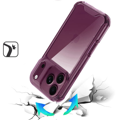 Phone Case for Apple iPhone 18 Pro/ 17 Pro Shockproof Transparent Hard PC TPU Hybrid Durable Frame Gummy Protective Slim Grip Lightweight Cover Purple