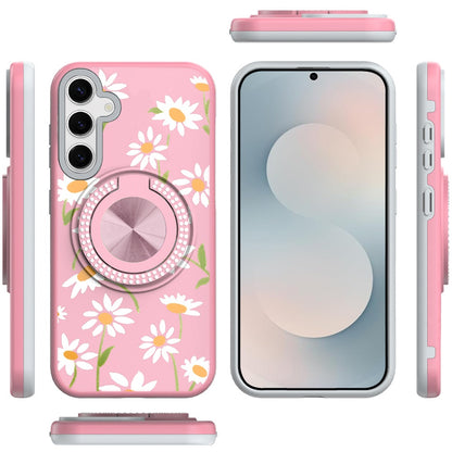 For Samsung Galaxy S26 Pattern Design Hybrid with Invisible Ring Stand & Magnetic Back, Shockproof Protective Grip Case Cover