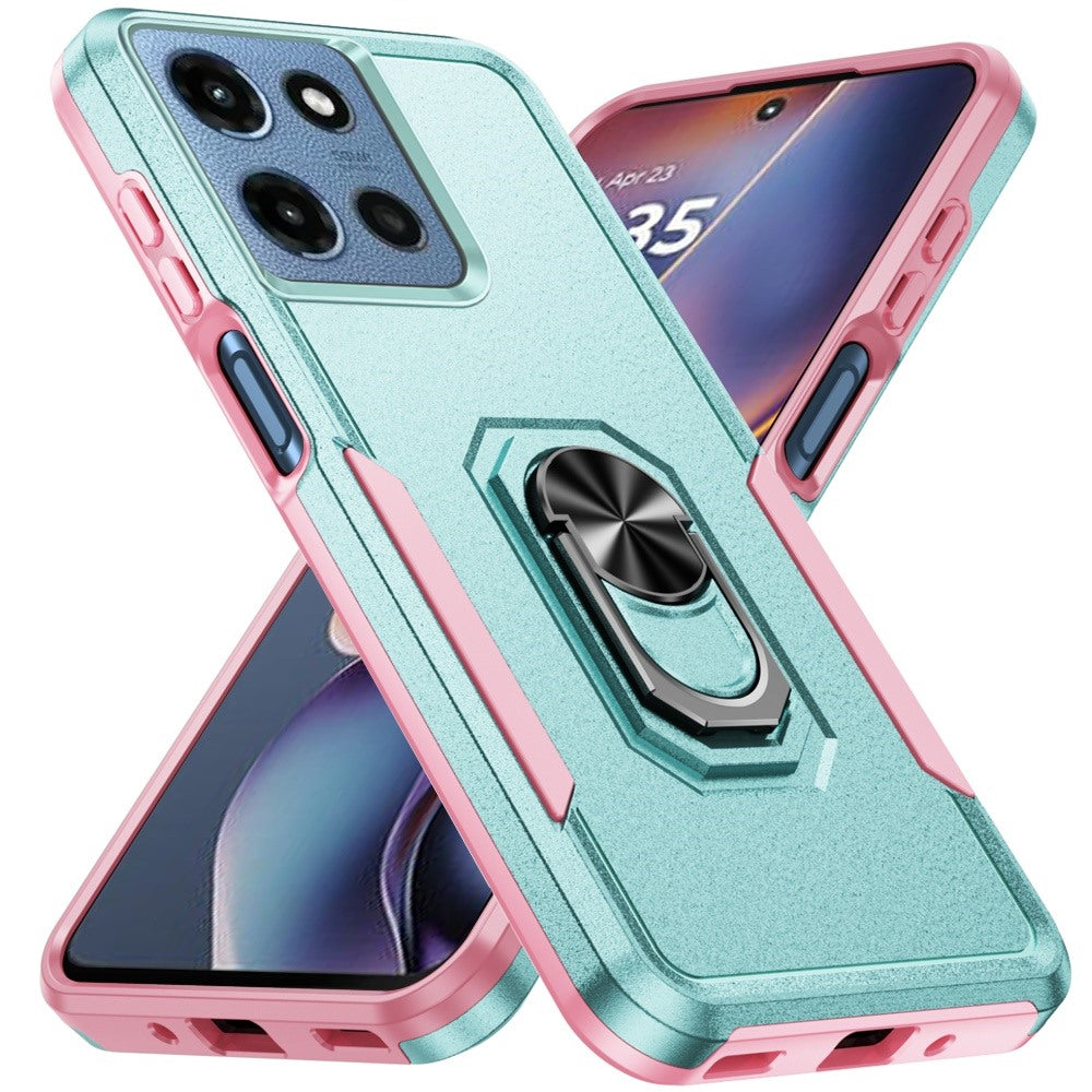 For Motorola Moto G Stylus 5G 2025 Hybrid Rugged Tough 2in1 Drop-Proof Protection Military Grade Armor with Metal Ring Stand Case Cover