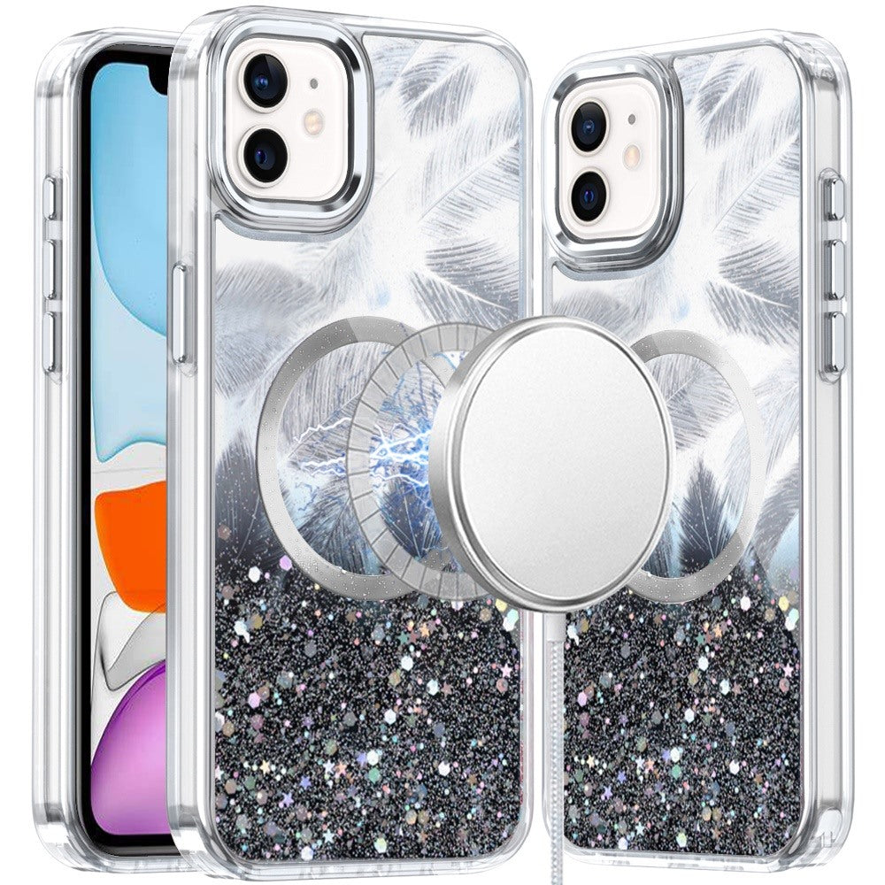 For Apple iPhone 14 Plus Epoxy Glitter Shimmer Fashion Case with Magnetic Magsafe Compatible Hybrid Sparkling Slim Protective Case Cover