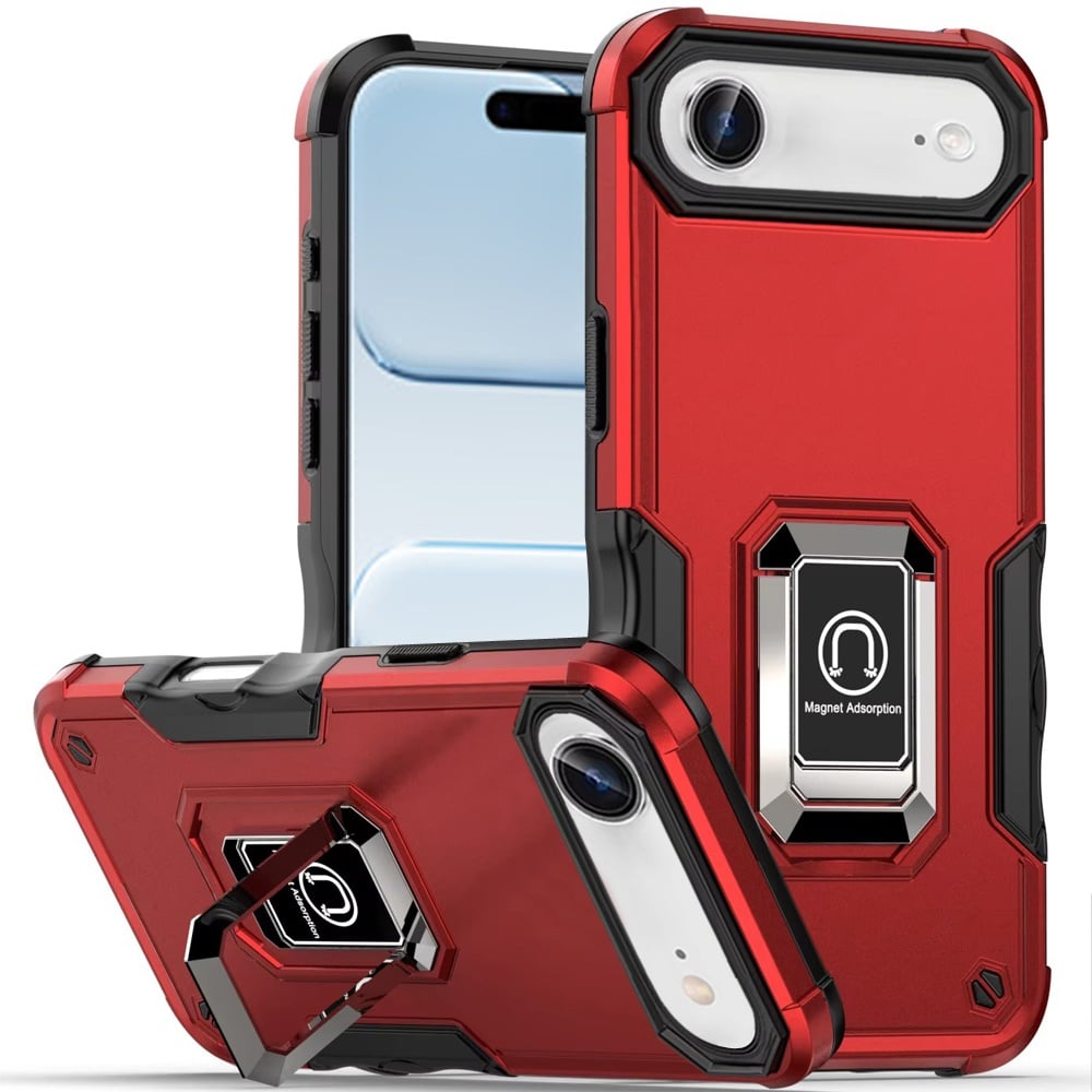 For Apple iPhone 17 Air (6.6") Hybrid Stand Magnetic Ring Holder Kickstand Heavy Duty Rugged Drop Silicone & Hard PC Shockproof Case Cover