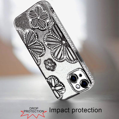 Phone Case for Apple iPhone 15 Plus Shimmer Glitter Floral Thick TPU Shockproof Durable Grip Camera Protection Anti-Scratch Stylish Design Cover