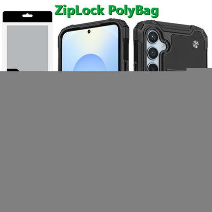 For Samsung Galaxy S25 /S24 Armor Hybrid Magnetic Stand with Ring Holder Kickstand Shockproof Heavy-Duty Durable Rugged TPU Dual Layer Case Cover Black