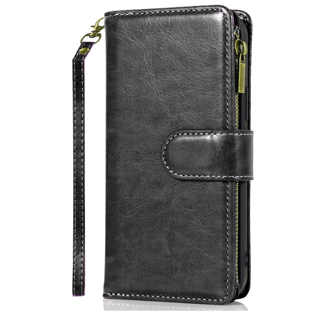 Phone Case for Motorola Edge 2026 Luxury Leather Wallet Card Holder Zipper Pocket Money Storage Protective Grip Design with Strap Cover