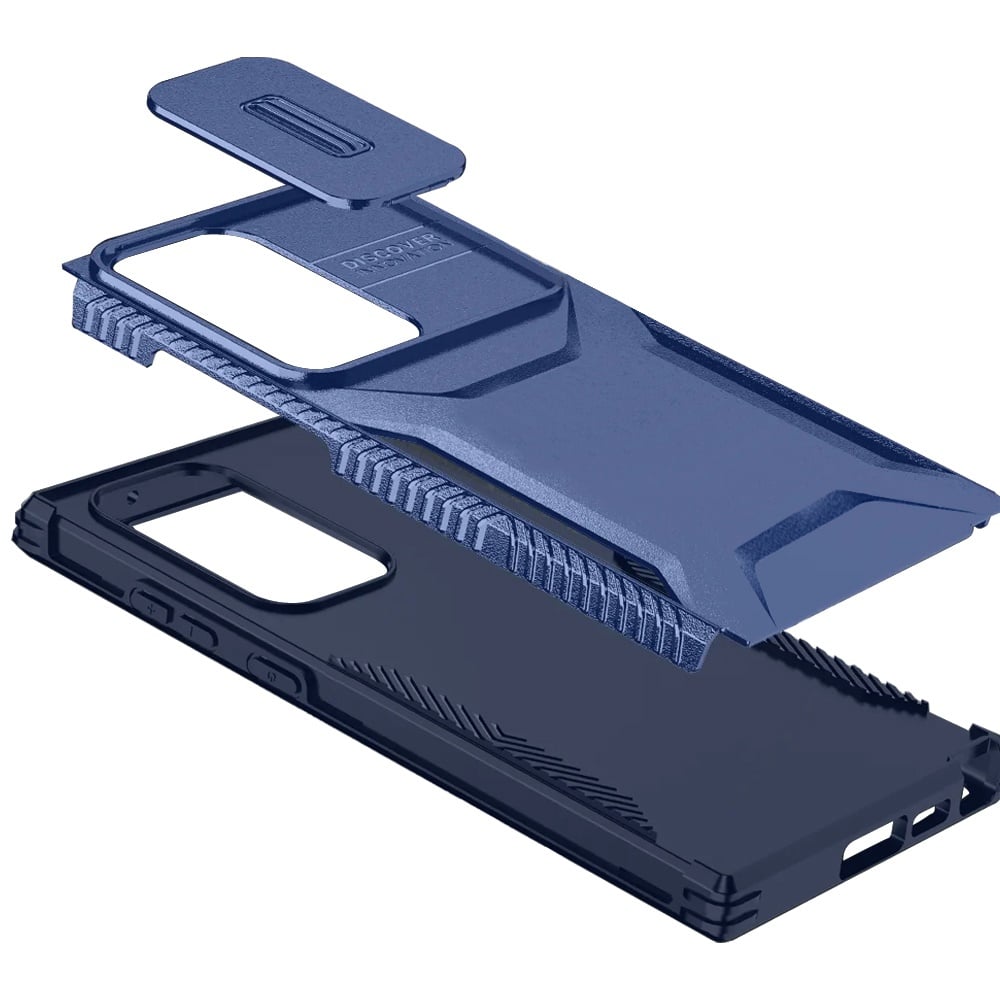 Phone Case for Samsung Galaxy S22 Ultra Shockproof Hybrid Rugged Grip Camera Window Guard Window Protective Heavy Duty Slim Textured Design Cover Dark Blue
