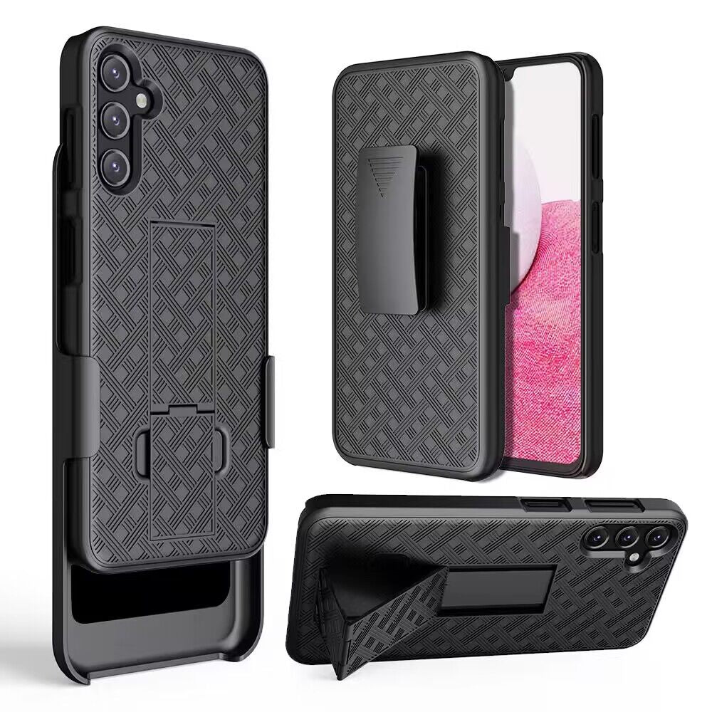 For Samsung Galaxy S25+ /S25 Plus /S24+ Plus Hybrid Slim 3-in-1 Shockproof Armor with Kickstand Holster Combo & Swivel Belt Clip Case Cover Black