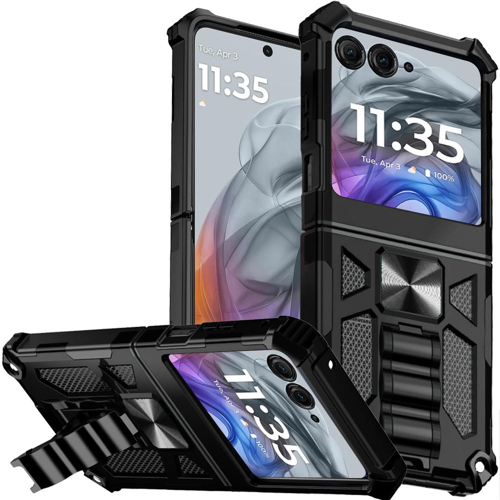 For Motorola Razr 2025 /2024 Hybrid Shockproof [Military Grade] Rugged Protective with Magnetic Car Mount & Invisible Stand Case Cover