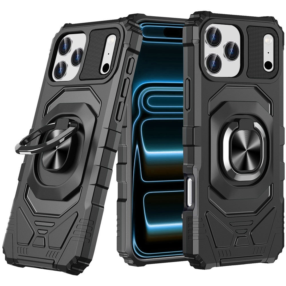 Phone Case for Apple iPhone 18 Pro Rugged Hybrid Dual Layer Magnetic Ring Stand Armor Shock Absorbing Heavy Duty TPU Reinforced Bumper Cover