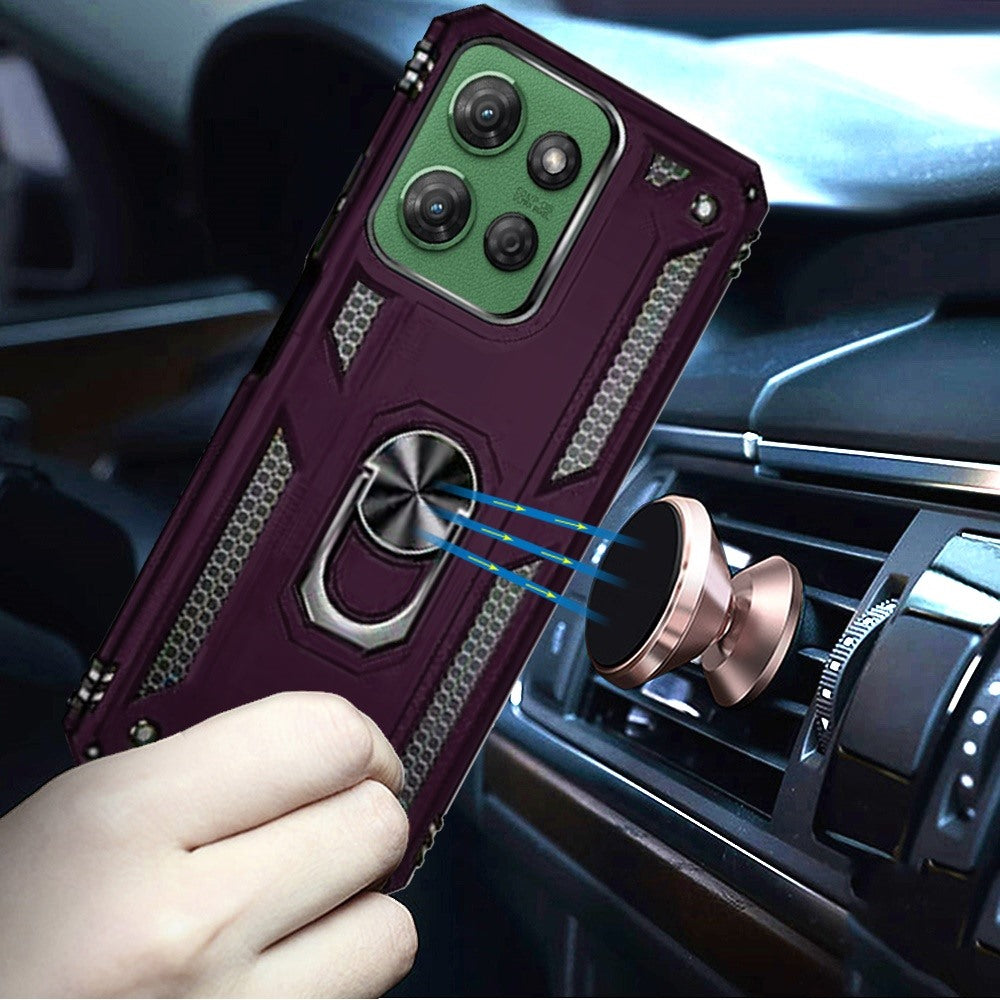 Phone Case for Moto G Power 5G (2026/2025) Rotatable Ring Stand Shockproof Hybrid Armor Anti Slip Heavy Duty Fit Magnetic Car Mount Durable Grip Cover Purple