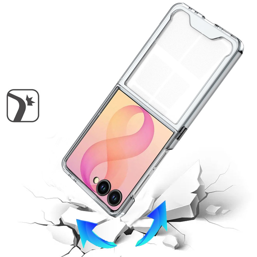 Phone Case for Samsung Galaxy Z Flip 8 Ultra-Thin Transparent Hybrid TPU Hard PC Shockproof Slim Bumper Frame Protective Shell Reinforced Edge Cover Clear