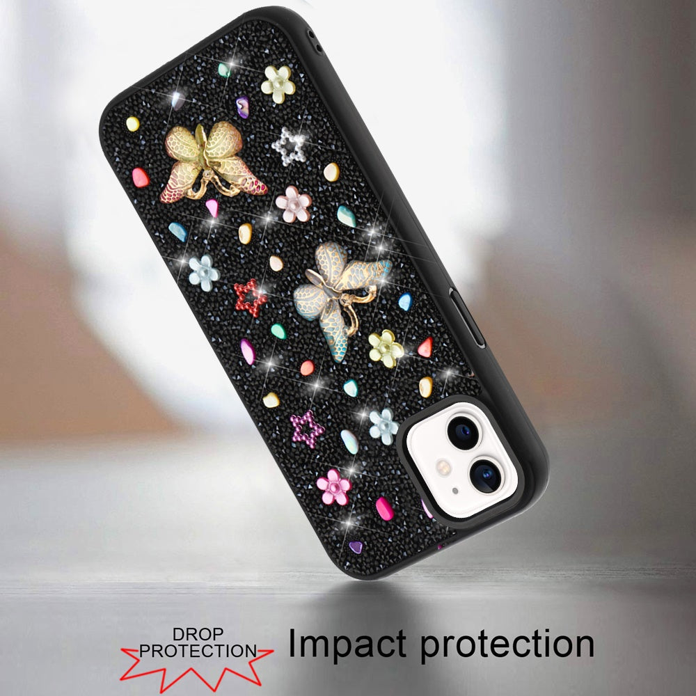 For Motorola Moto G Stylus 5G 2025 Diamond Butterfly 3D Glitter Bling Design, Slim Hybrid Sparkle Protective Cover TPU for Women Girls Case Cover