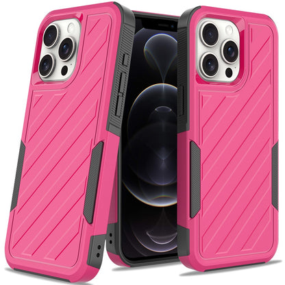 For Apple iPhone 16e Hybrid lined shockproof dual layer Rugged 2in1 Hard PC & Silicone TPU Non Slip Textured Tough Armor Case Cover Hot Pink