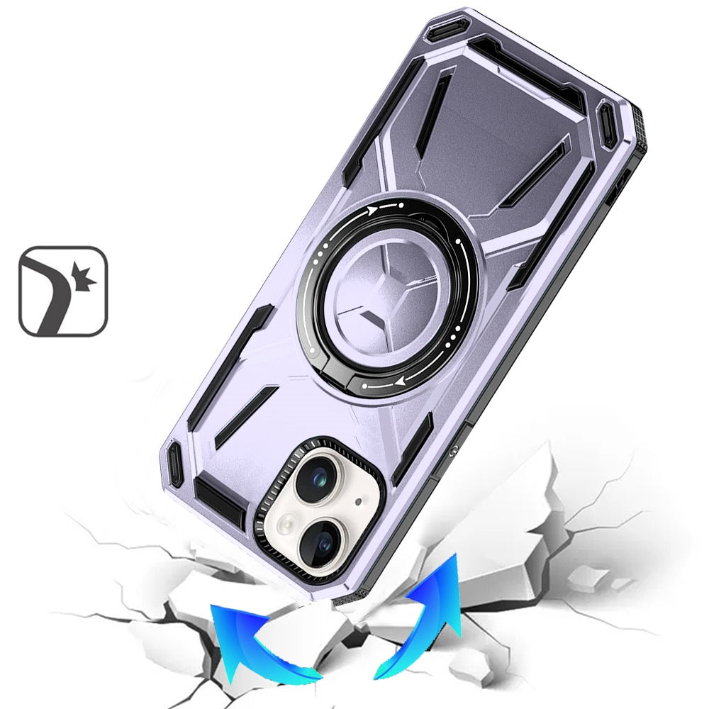 For Apple iPhone 15 Hybrid Magnetic Ring and 360° Rotational Kickstand with MagSafe Compatible, Military Grade Drop Protection Case Cover