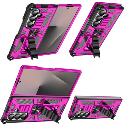 For Samsung Galaxy Z Fold 7 Hybrid Shockproof [Military Grade] Rugged Protective with Magnetic Car Mount & Invisible Stand Case Cover