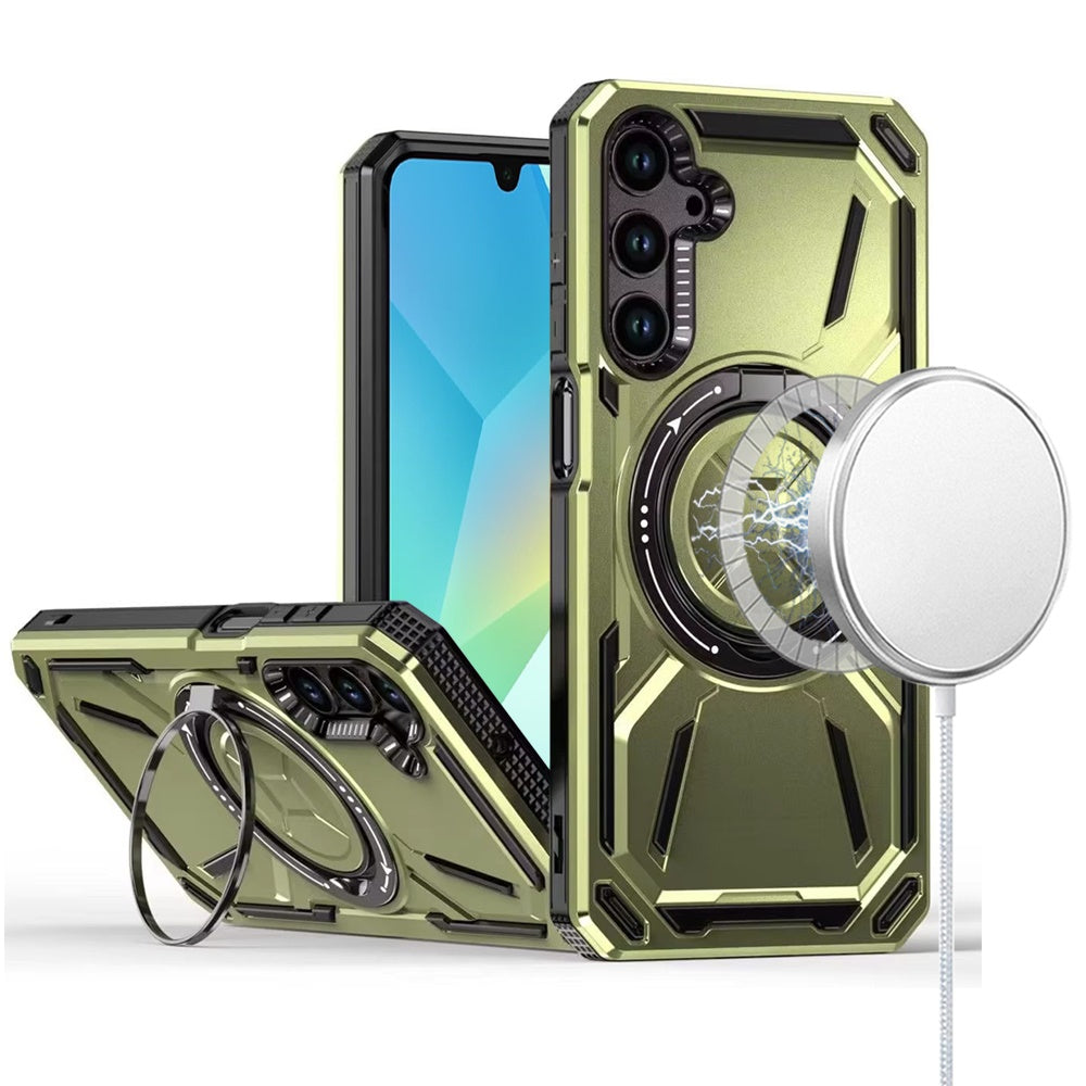 For Samsung Galaxy A36 Hybrid Magnetic Ring and 360° Rotational Kickstand with MagSafe Compatible, Military Grade Drop Protection Case Cover
