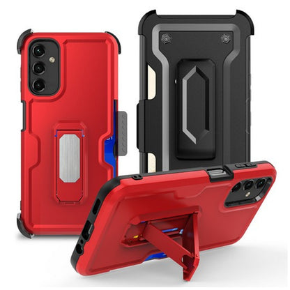 Phone Case Cover for Motorola Moto G Stylus 5G 2026 Hybrid Wallet Case with Invisible ID Card Slot, Kickstand, Holster Belt Clip, Heavy-Duty Protection Cover Red