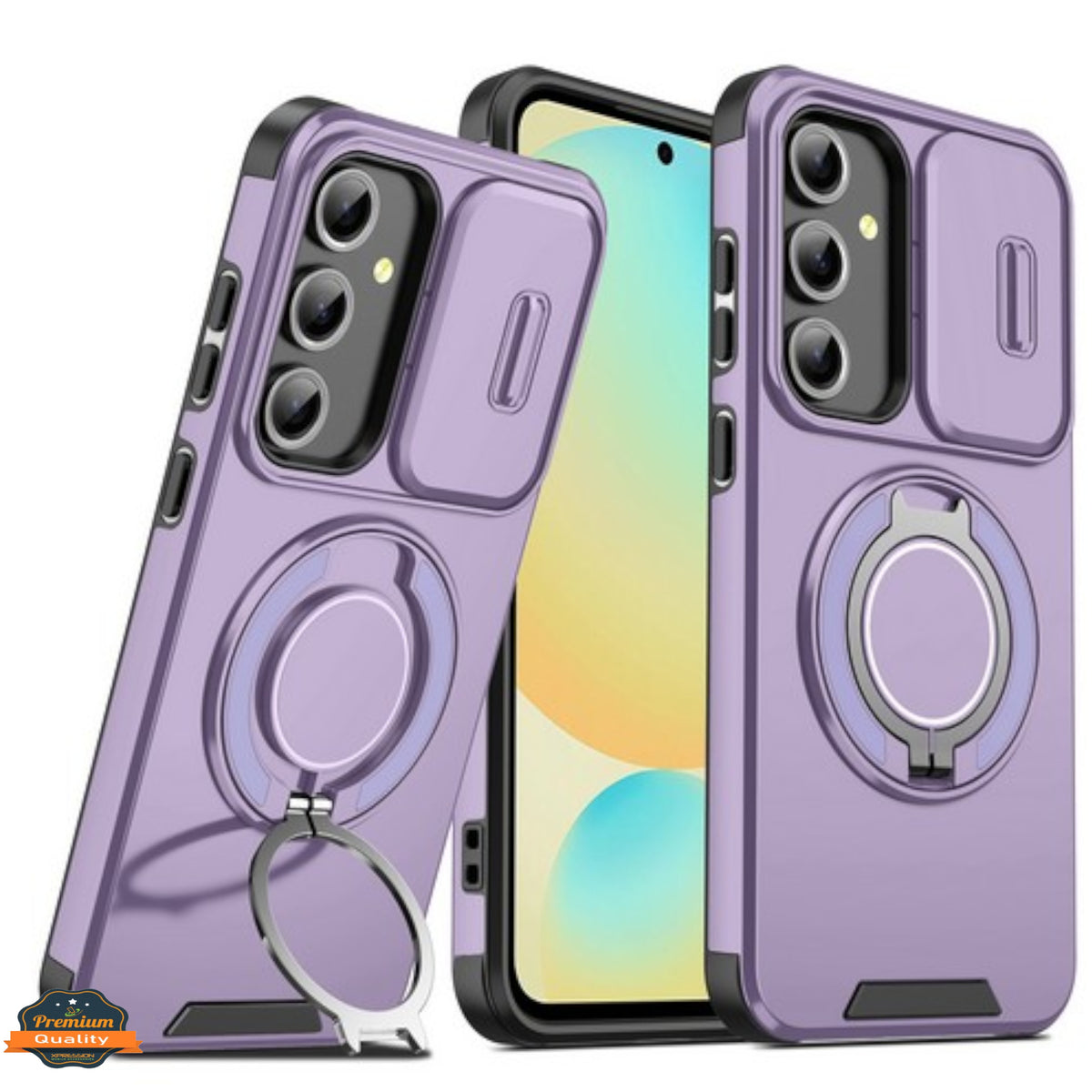 For Samsung Galaxy S25+ S25 Plus /S24+ Hybrid Case with 360° Magnetic Ring Stand, Camera Slide Protector & Compatible with MagSafe Case Cover