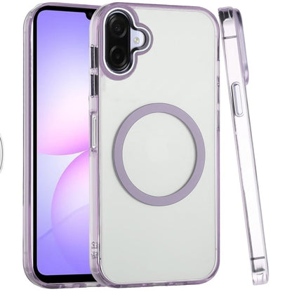 Phone Case Cover for Samsung Galaxy A07 4G Transparent Back Hybrid Case - Magnetic Circle, Color Frame, Metal Buttons, MagSafe Compatible Cover