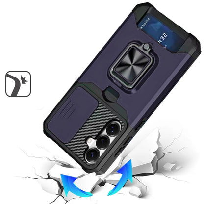 Phone Case for Samsung Galaxy S26 FE /S26 Fan Edition Card Holder Magnetic Ring Stand Shockproof Anti Slip Wallet Grip Protective Hybrid Design Cover