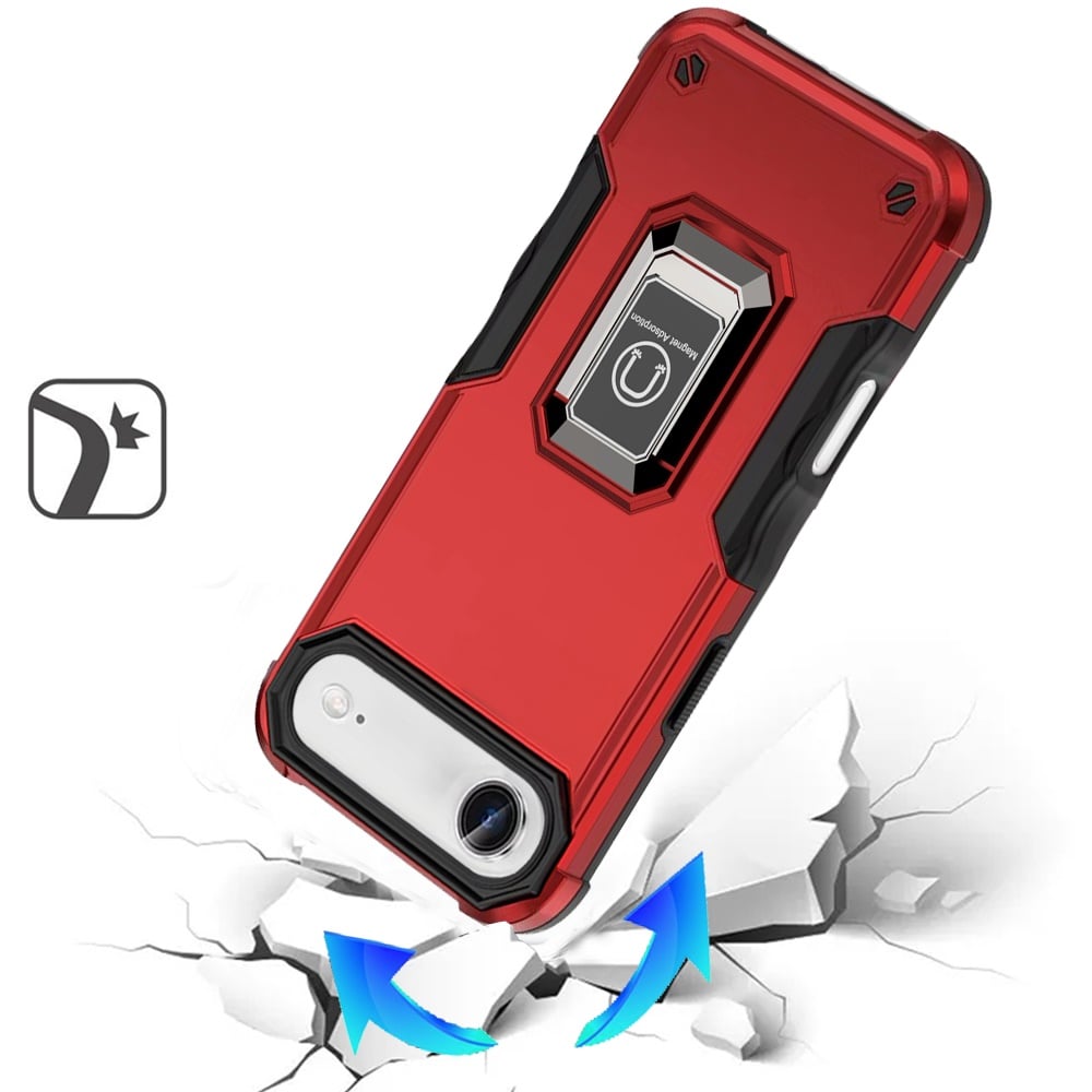 For Apple iPhone 17 Air (6.6") Hybrid Stand Magnetic Ring Holder Kickstand Heavy Duty Rugged Drop Silicone & Hard PC Shockproof Case Cover