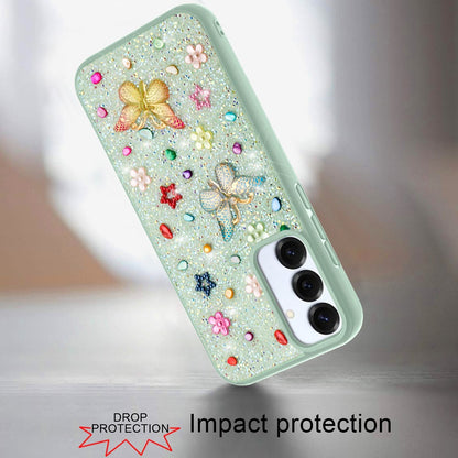 For Samsung Galaxy S25 /S24 Diamond Butterfly 3D Glitter Bling Design, Slim Hybrid Sparkle Protective Cover TPU for Women Girls Case Cover White