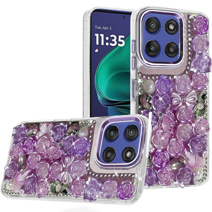 For Motorola Moto G Stylus 5G 2026 /2025 Muti-Color Floral Fashion Bling Crystal 3D Full Diamonds Stones Sparkle Rhinestone Glitter Hybrid Case Cover