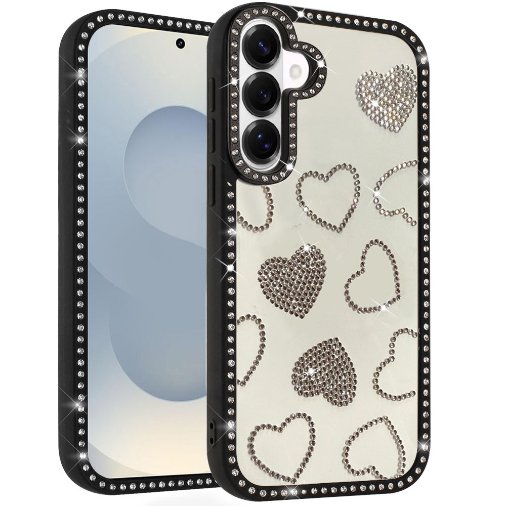 For Samsung Galaxy S26+ / S26 Plus Spread Love Glitter Shimmer Diamond Edge Hybrid Drop Protection Shockproof Design Compatible Case Cover