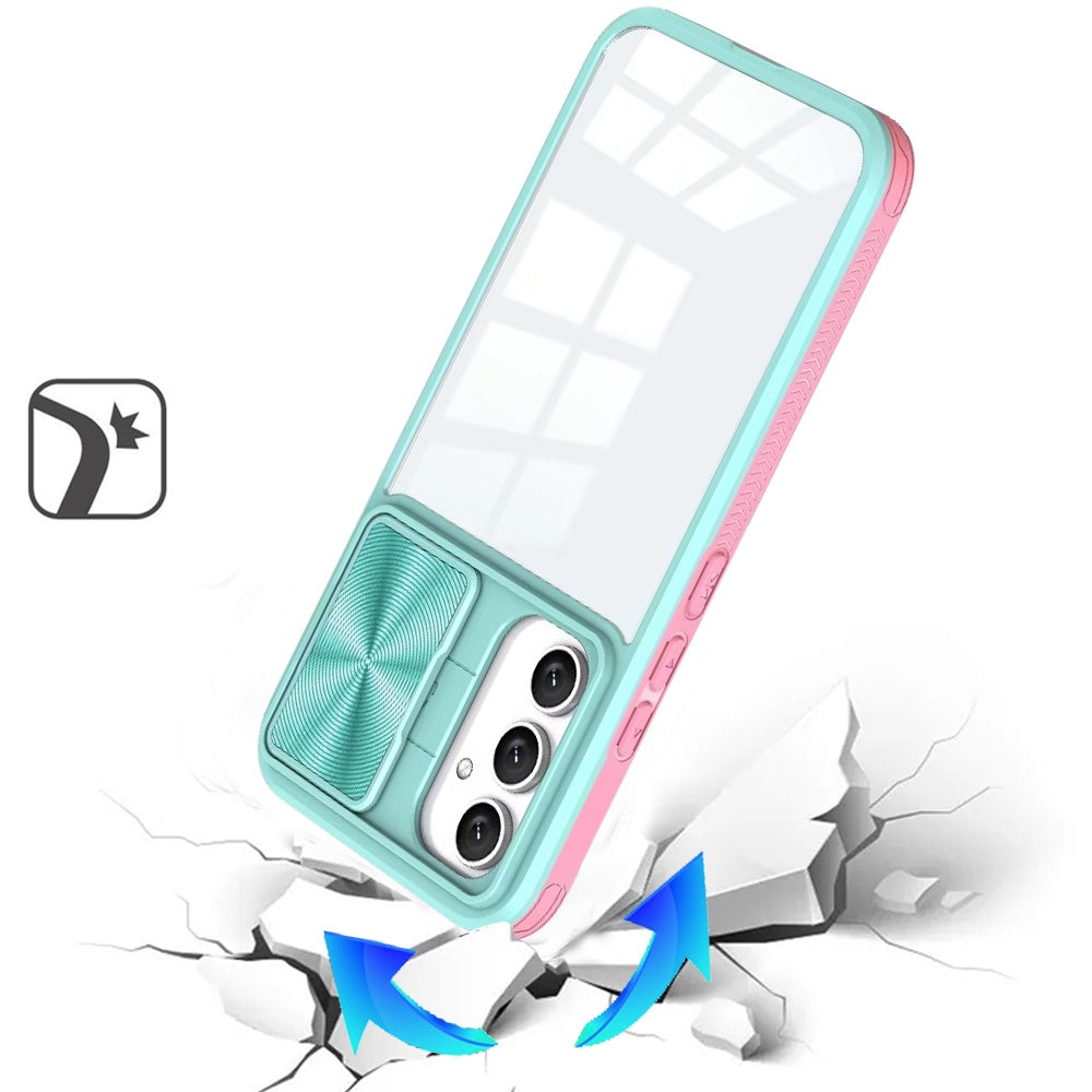 Phone Case for Samsung Galaxy A56 / A36 Clear Transparent Back with Sliding Camera Hybrid Shockproof Slim Protective Durable Colorful Frame Cover