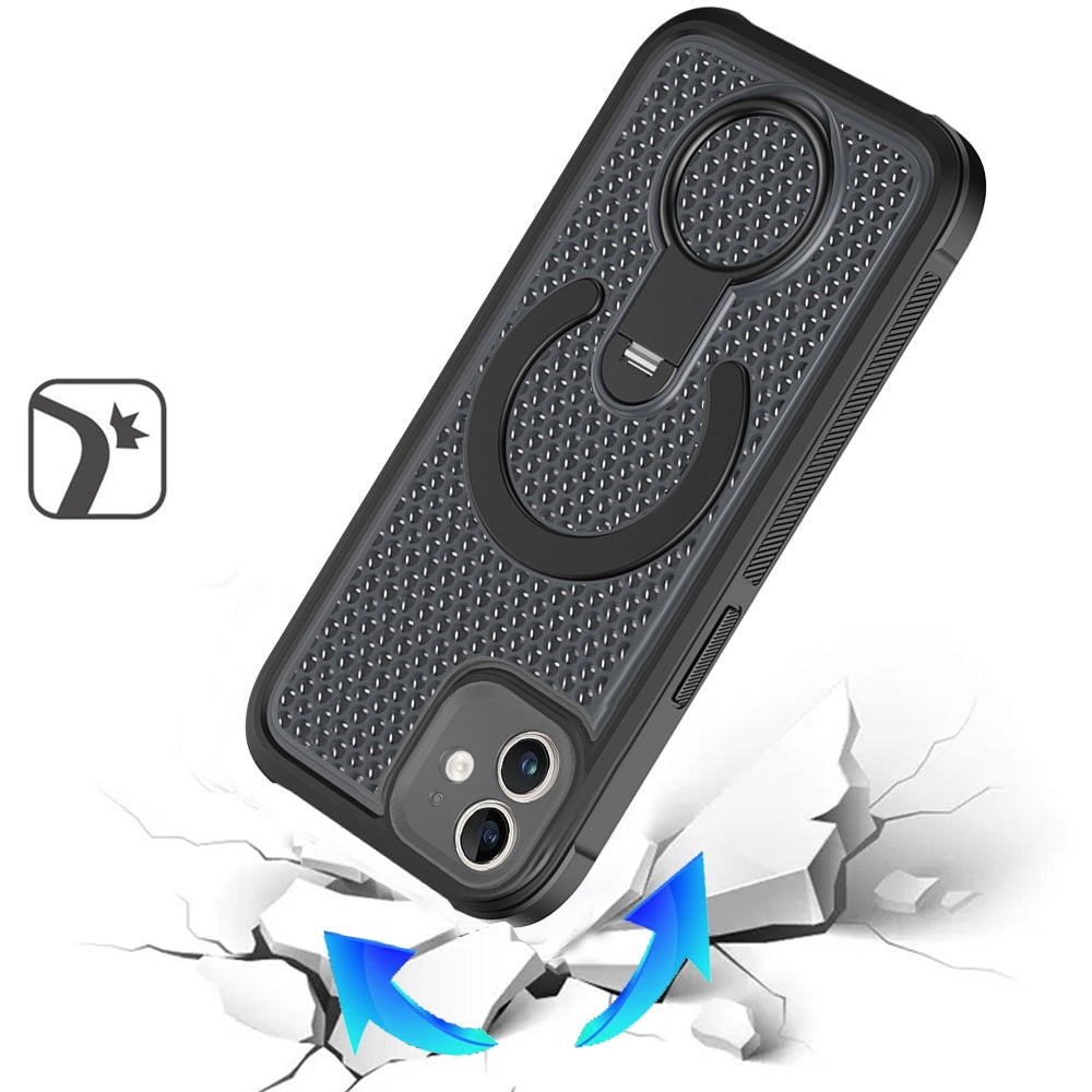 Phone Case for Apple iPhone 12 /12 Pro Magnetic Honeycomb Hybrid Rugged Armor Ring Kickstand Dual Layer Shock Absorbing Hard PC Soft TPU Cover
