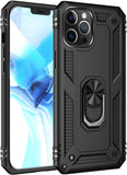 For Apple iPhone 15 (6.1") Shockproof Hybrid Dual Layer PC + TPU with Ring Stand Metal Kickstand Heavy Duty Armor  Phone Case Cover