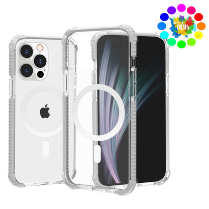 For Apple iPhone 16 Pro (6.3") Hybrid Acrylic Transparent Hard PC + TPU Color Frame Bumper Compatible with MagSafe Case Cover