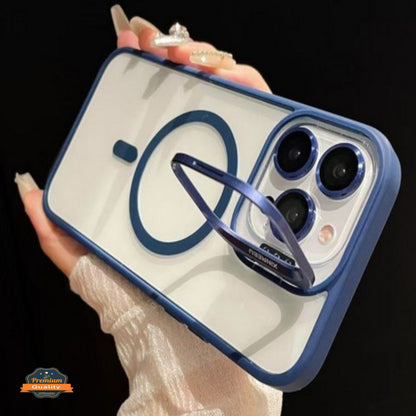 For Apple iPhone 17 AIR Clear Back Hybrid with MagSafe Compatible Metal Camera Stand Colorful Bumper Frame Shockproof Case Cover