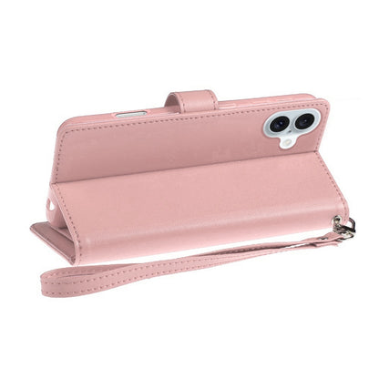 Phone Case for Apple iPhone 16 Plus Wallet Credit Card Holder Leather Grip Shockproof Hybrid Protective Style Durable Flip Pouch Cover Rose Gold