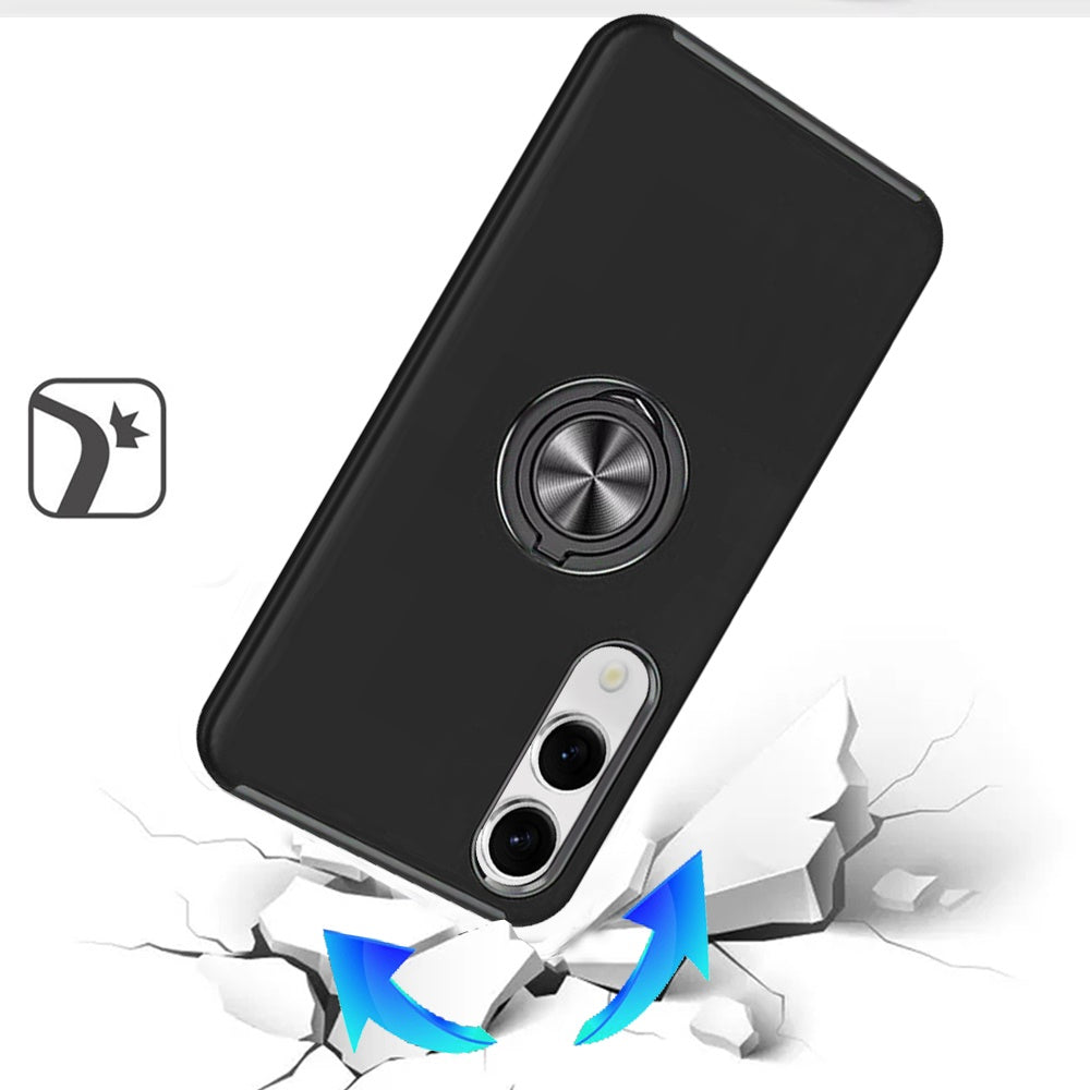 For Samsung Galaxy S25 EDGE Hybrid 360 Degree Rotatable Metal Invisible Ring Stand Holder Slim Fit Magnetic Car Mount Shockproof Case Cover