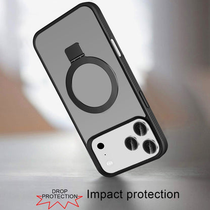 For Apple iPhone 17 Pro Max (6.9") Magnetic Circle Kickstand with MagSafe Compatibility, Matte Skin, Rugged Bumper, and Ring Holder Case Cover Cosmic Orange