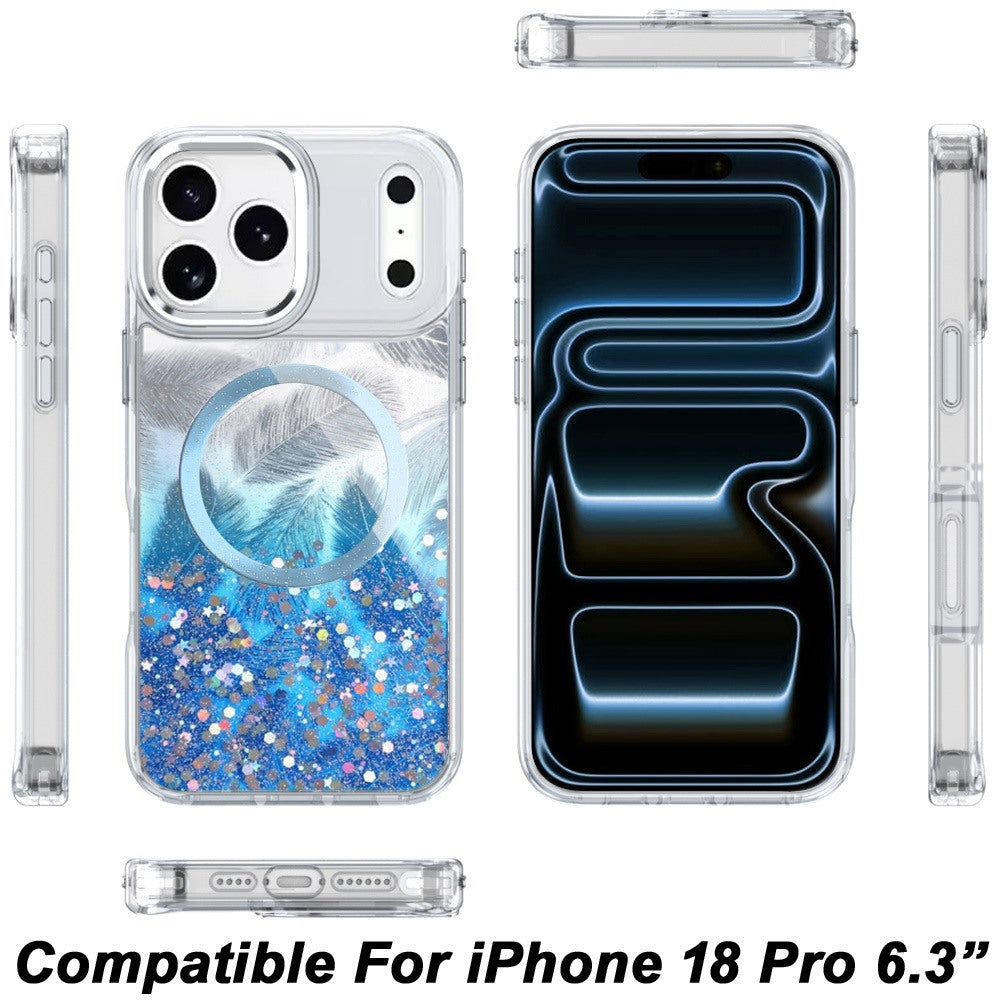 Phone Case for Apple iPhone 18 Pro Magnetic Epoxy Glitter Shimmer Crystal Hybrid Shockproof Slim Grip Anti Scratch Protective Clear Cover