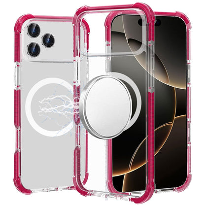 For Apple iPhone 17 Pro (6.3") Magnetic Acrylic Case Transparent Back, Rugged Colorful Frame, Shockproof Hybrid, MagSafe Compatible Case Cover