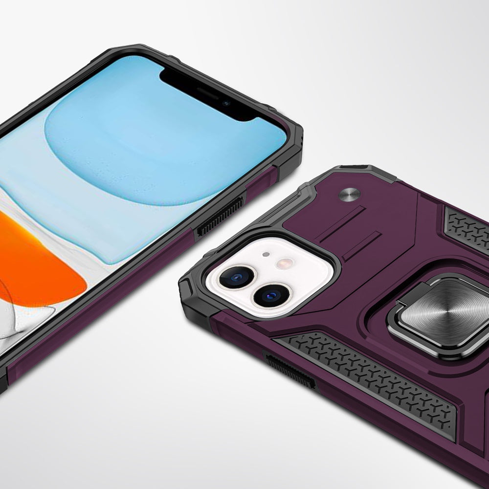 Phone Case for Apple iPhone 11 Magnetic Car Mount Hybrid Ring Stand Shockproof Rugged Grip Armor Heavy Duty Protective TPU Durable Cover Purple