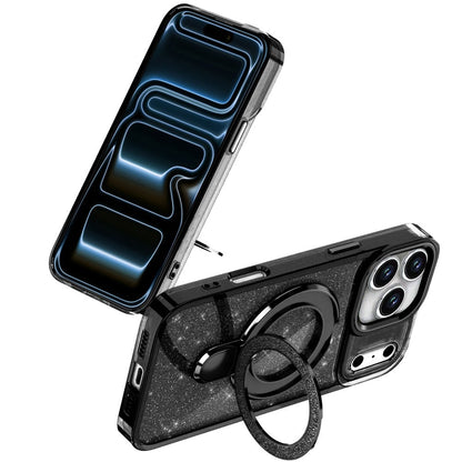 Phone Case for Apple iPhone 18 Pro Max Colofull Transparent Glitter Magnetic Ring Stand Shockproof Rotating Grip Protective Hybrid Durable Cover