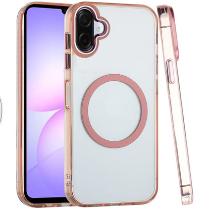 Phone Case Cover for Samsung Galaxy A07 4G Transparent Back Hybrid Case - Magnetic Circle, Color Frame, Metal Buttons, MagSafe Compatible Cover